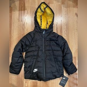 Nike Synthetic Fill Puffer Coat Black and Amarillo 4T